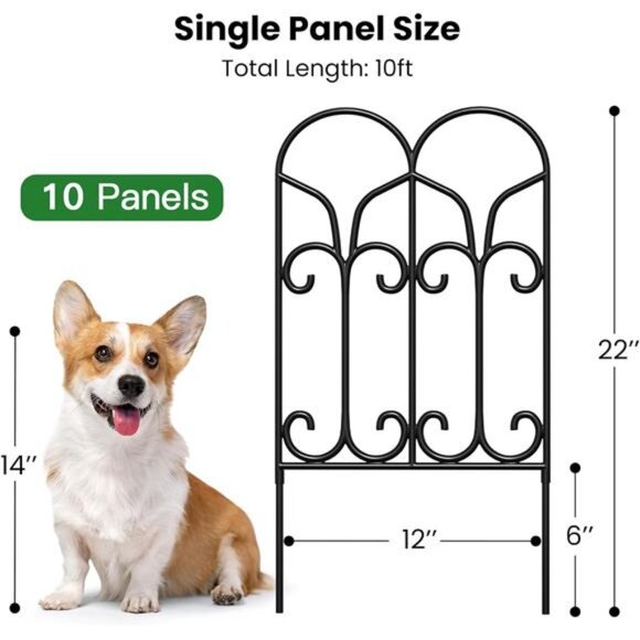 10 Panels 22in(H)×10ft(L) Decorative Garden Fences and Borders for DogsNo Dig - Picture 4 of 7